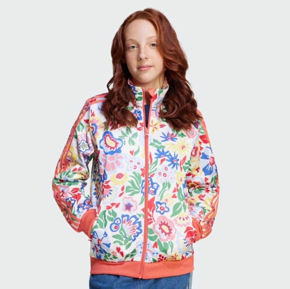 NWT Liberty Of London Floral Print Zip Up Jacket Adidas Collab Kids Size XL